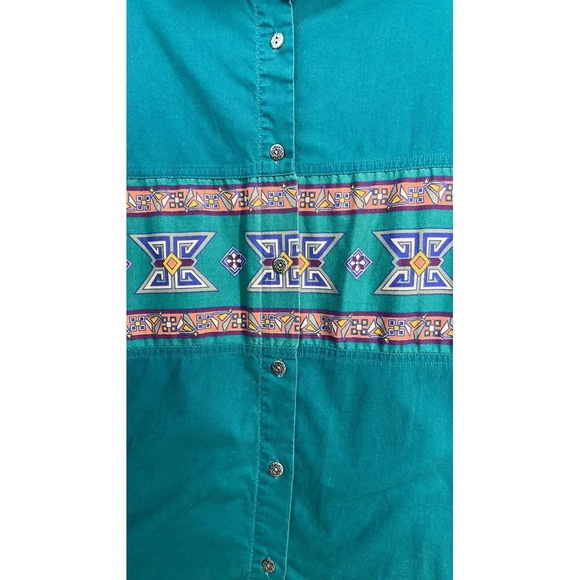 Vintage Women's Aztec Western Print Long Sleeve Button Up Shirt Size Large (L) - Picture 6 of 7